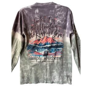 SIMPLY SOUTHERN "Go Tell It On The Mountain" Purple/Grey Tie Dye Long Sleeve Tee